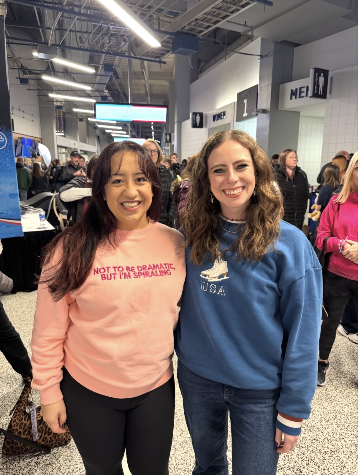 Skater wearing the Blue USA crewneck at a skating event