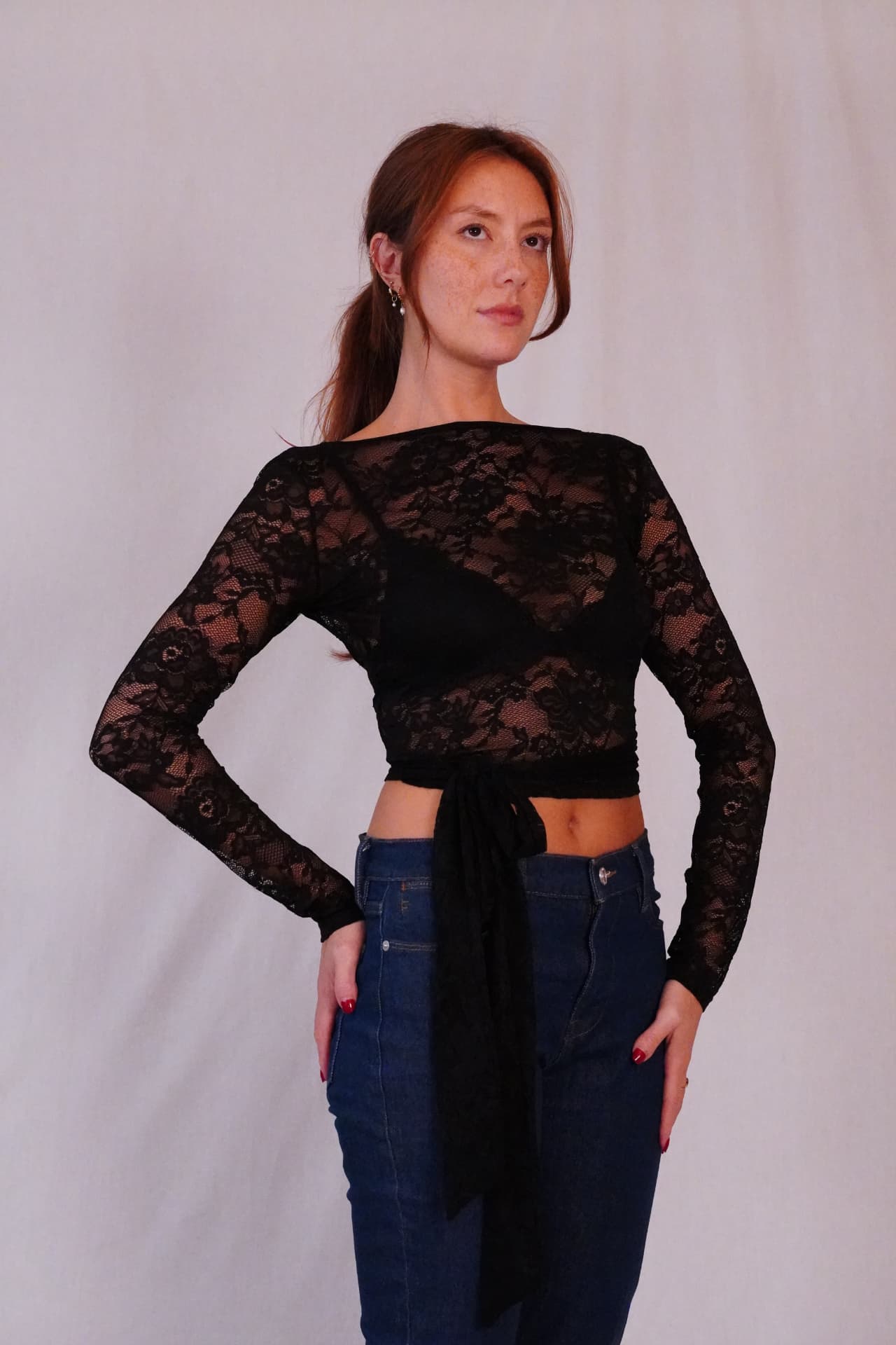 Prima Wrap Top - Black Lace